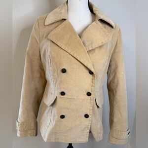 Nicole by Nicole Miller tan corduroy coat floral lining double button front 10